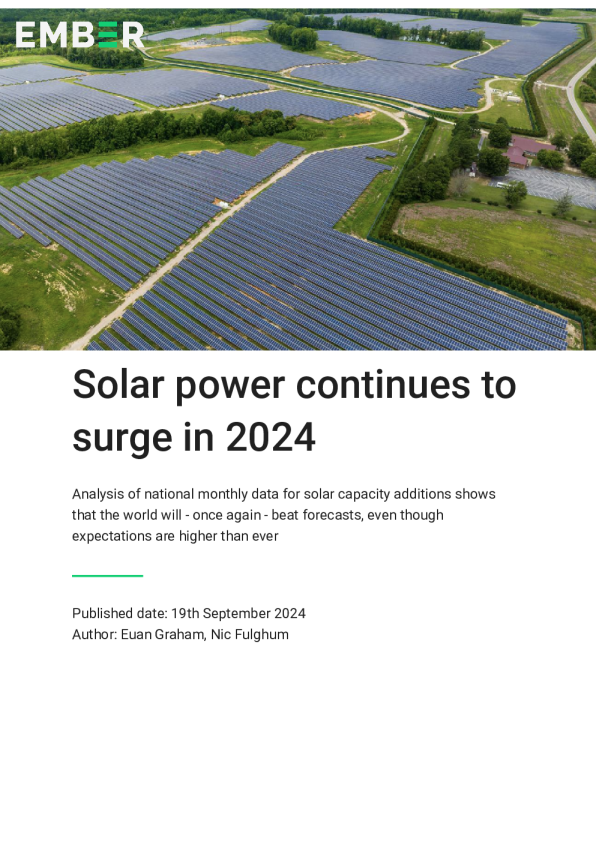 2024年全球太阳能市场更新报告——太阳能发电持续激增