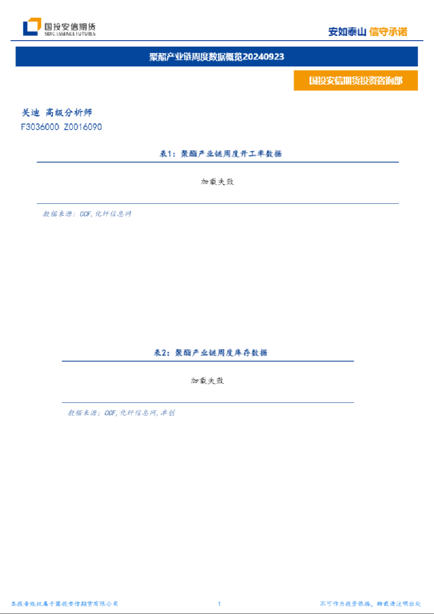 聚酯产业链周度数据概览