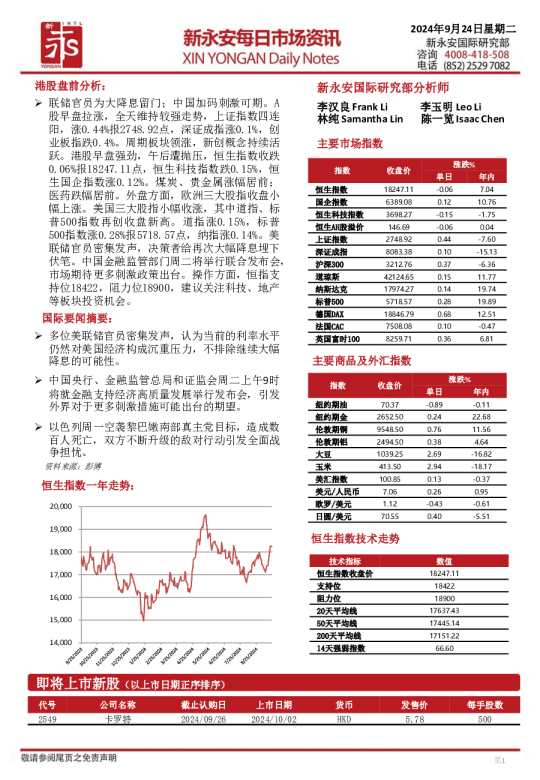 新永安每日市场资讯