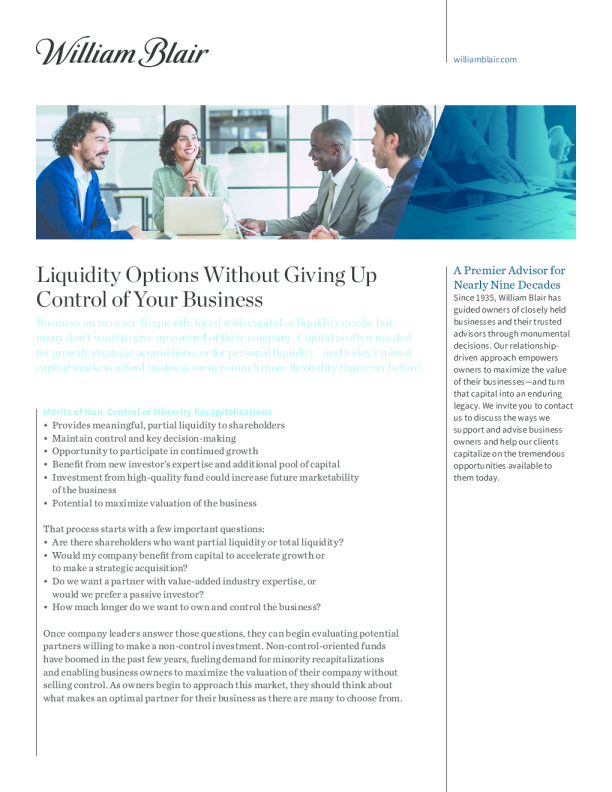 在不放弃对您的业务的控制的情况下的流动性选项