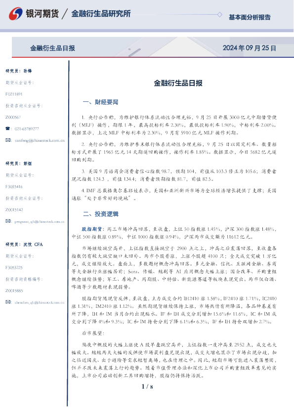 金融衍生品日报