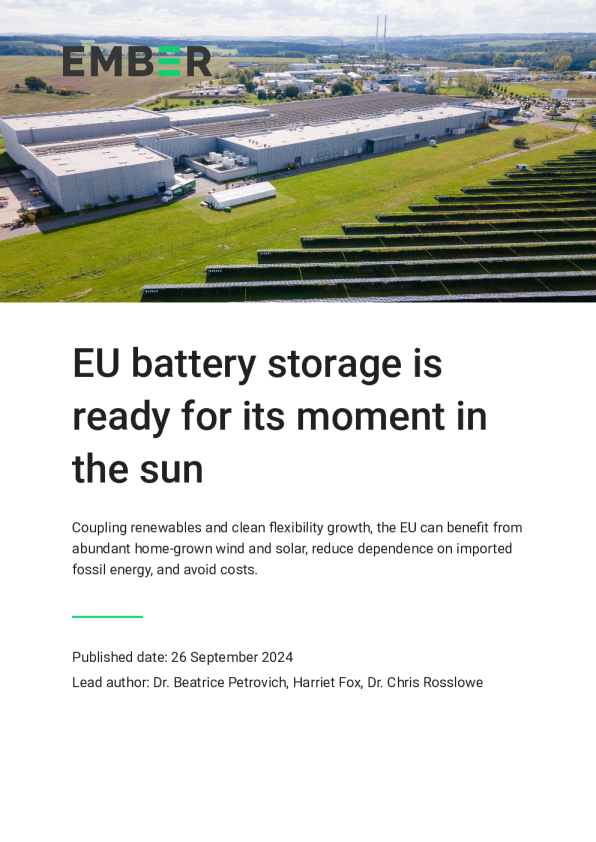 欧盟电池储能准备迎接阳光灿烂的时刻