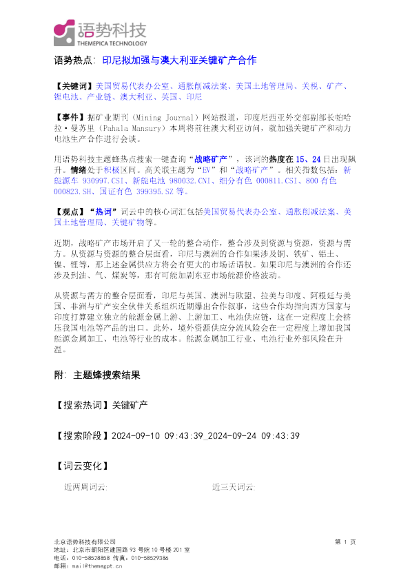 语势热点：印尼拟加强与澳大利亚关键矿产合作