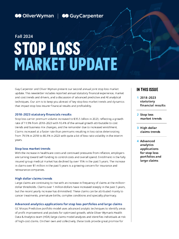 盖卡宾的Carol Adams与奥利弗·威曼共同发布医疗停损报告