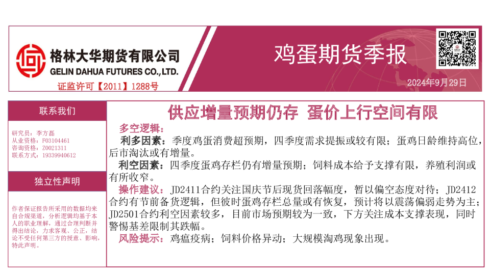 鸡蛋季报