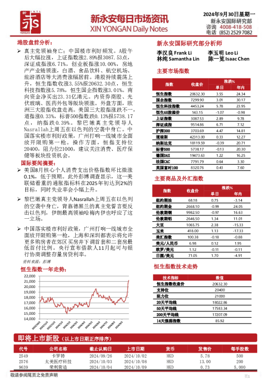 新永安每日市场资讯