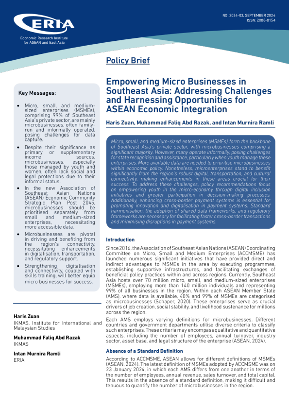 在东南亚赋能小微企业：应对挑战并把握机遇促进东盟经济一体化