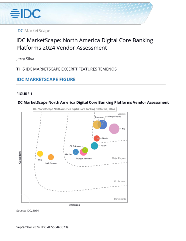 Temenos 被公认为 IDC MarketScape for Digital Core 的领导者 - 北美