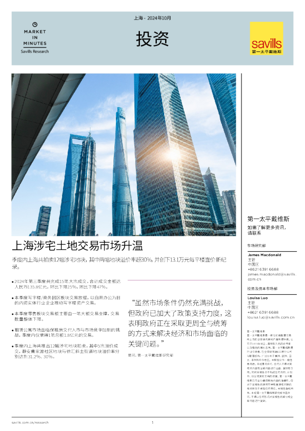 上海投资 2024年第三季度