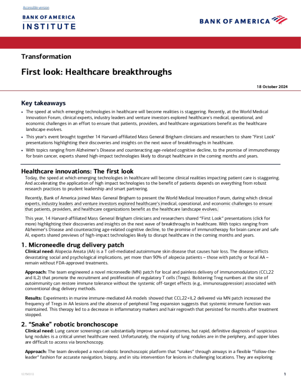 第一眼 ： 医疗保健突破