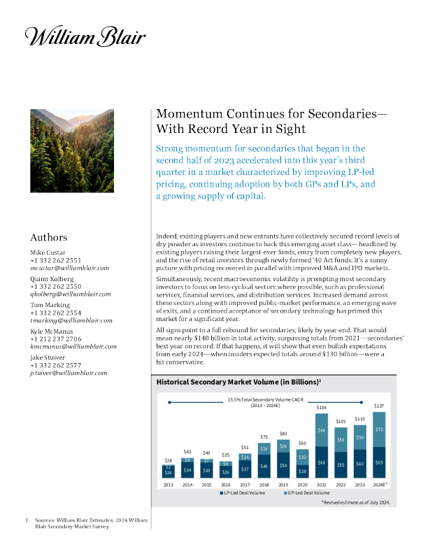 二级机构的势头继续保持创纪录的年份