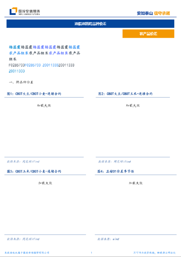 油脂油料跨品种价差