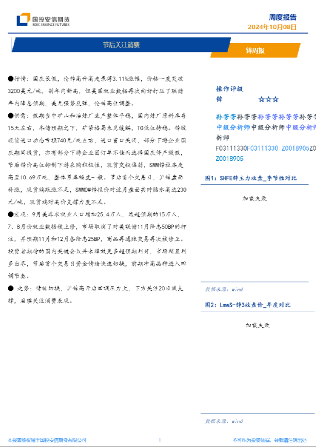 锌周报：节后关注消费