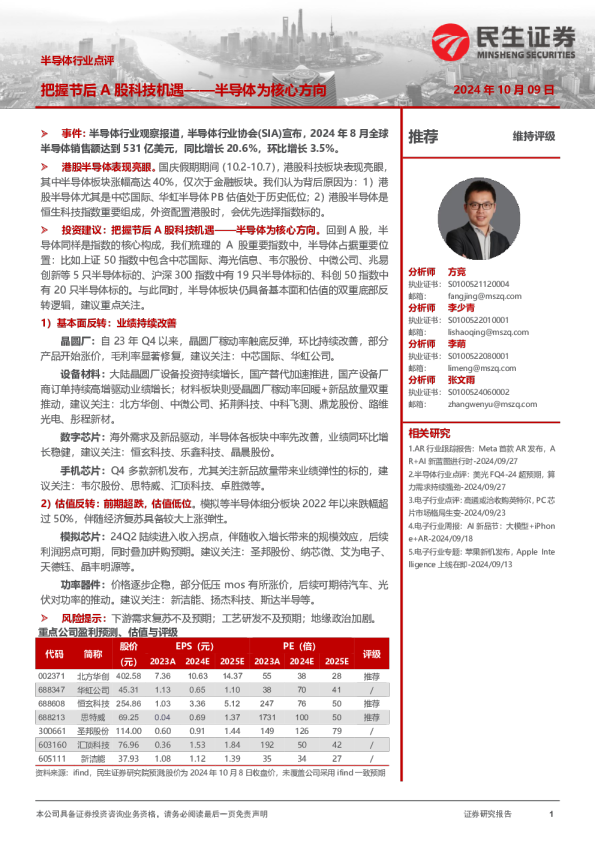 半导体为核心方向：把握节后A股科技机遇