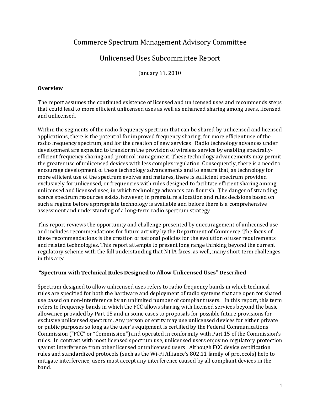 无牌使用小组委员会最终报告