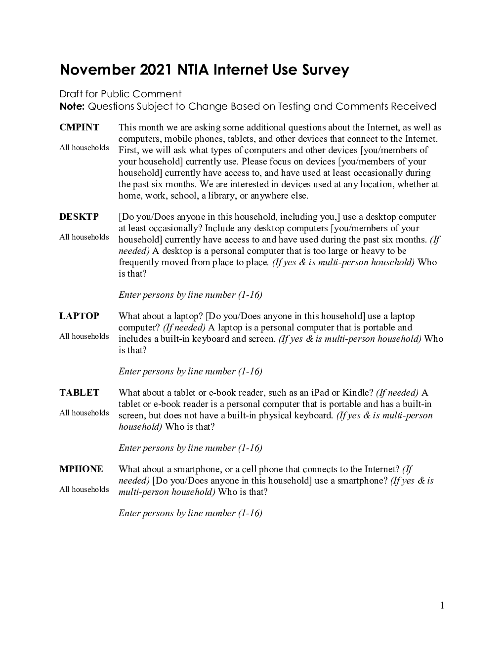 征求意见ntias互联网使用调查草案