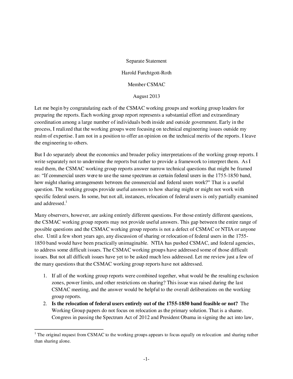 单独声明哈罗德·福希戈特·罗斯