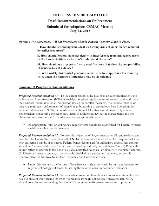 无牌小组委员会建议草案执行
