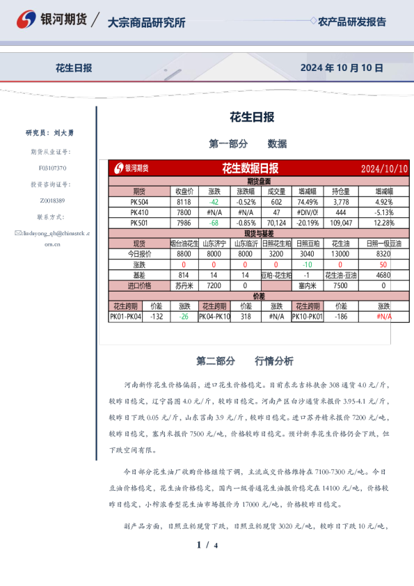 银河期货花生日报