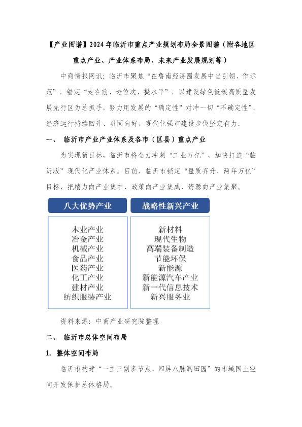 【产业图谱】2024年临沂市重点产业规划布局全景图谱（附各地区重点产业、产业体系布局、未来产业发展规划等）