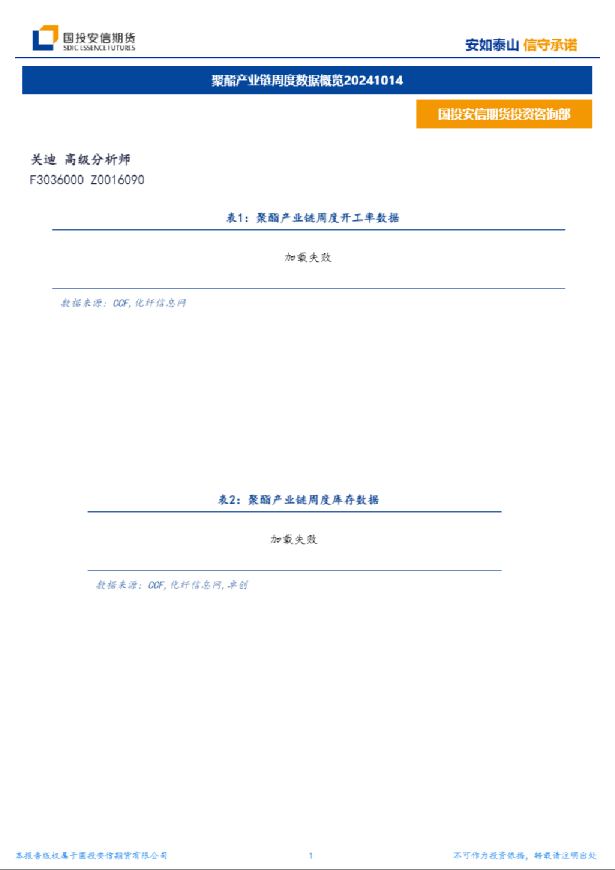 聚酯产业链周度数据概览