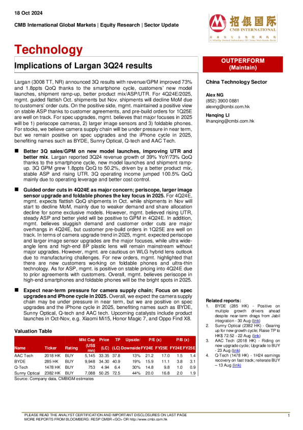 技术 ： 拉根第三季度业绩的影响
