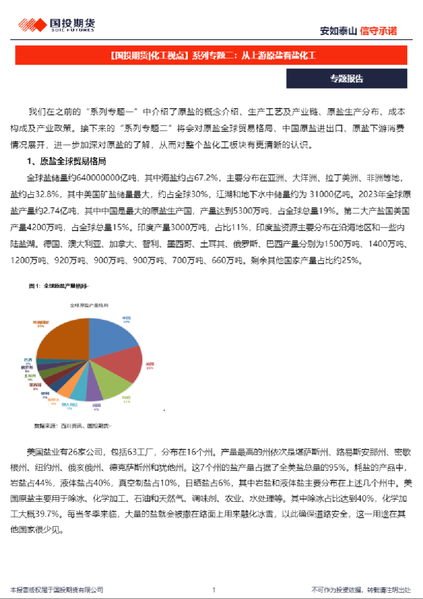 【化工视点】系列专题二：从上游原盐看盐化工