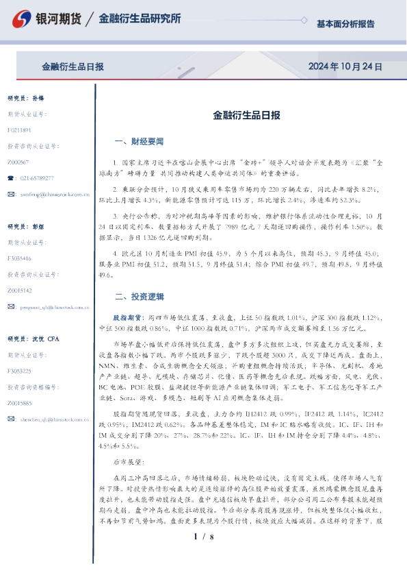 金融衍生品日报