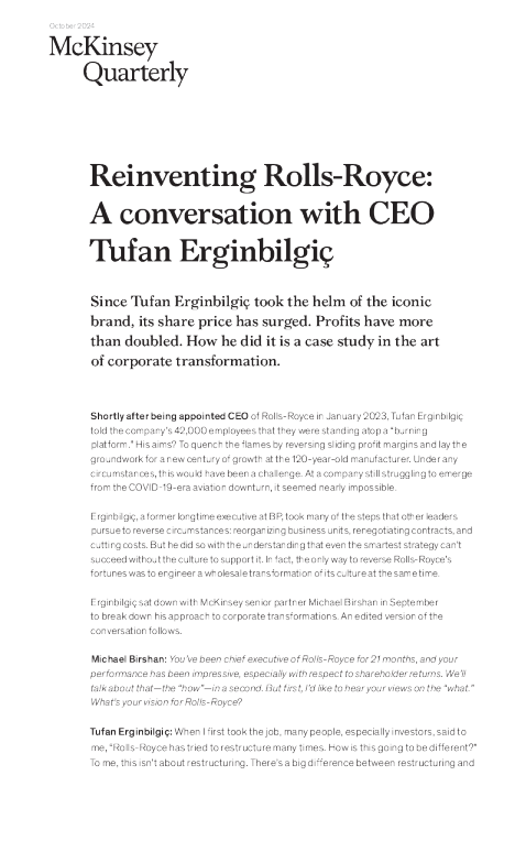 重塑劳斯莱斯 ： 与首席执行官 Tufan Erginbilgie ç 的对话