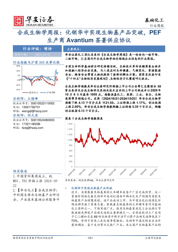 合成生物学周报：化销华中实现生物基产品突破，PEF生产商Avantium签署供应协议