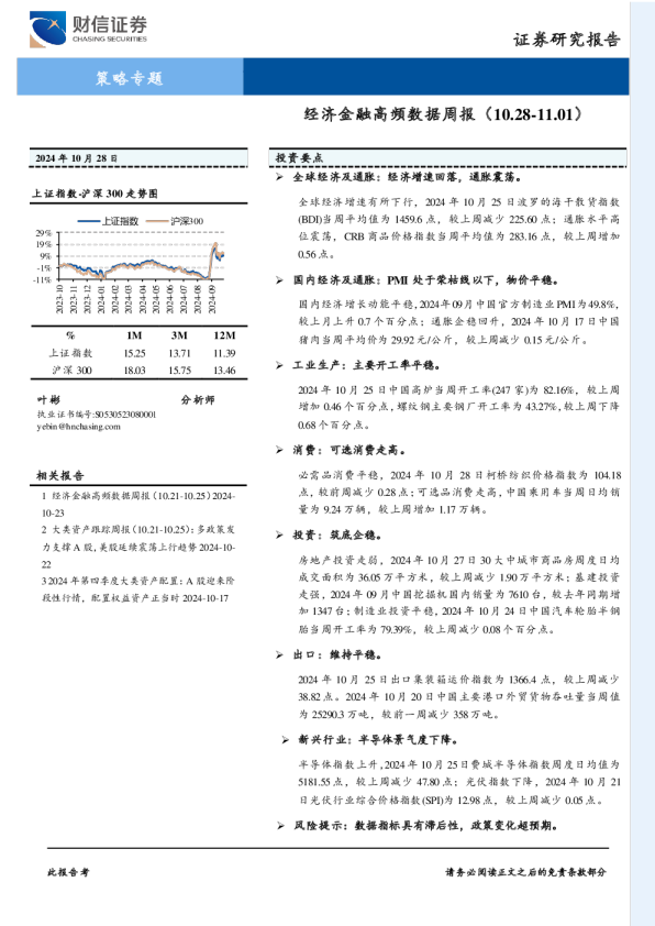 策略专题：经济金融高频数据周报