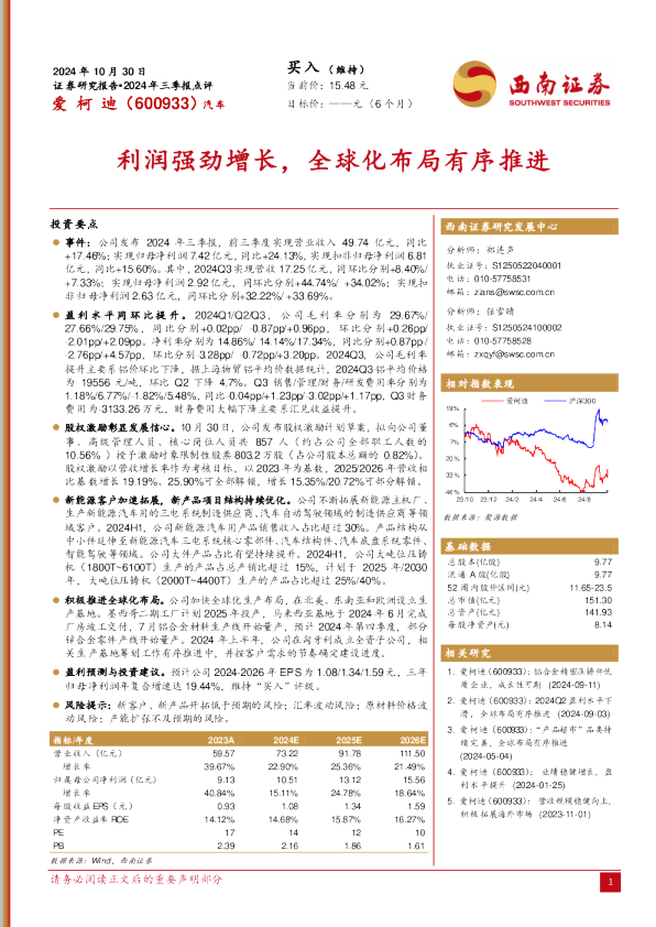 利润强劲增长，全球化布局有序推进
