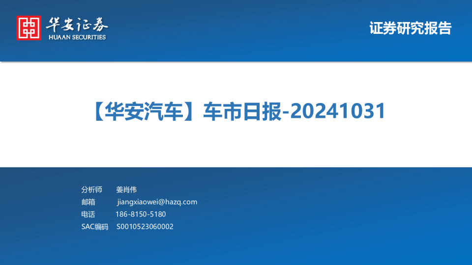 【华安汽车】车市日报