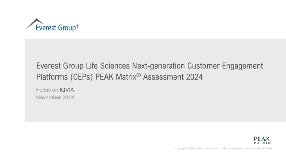 珠穆朗玛峰集团生科学下一代客户互动平台 2024 年峰值矩阵评估重视于 IQVIA