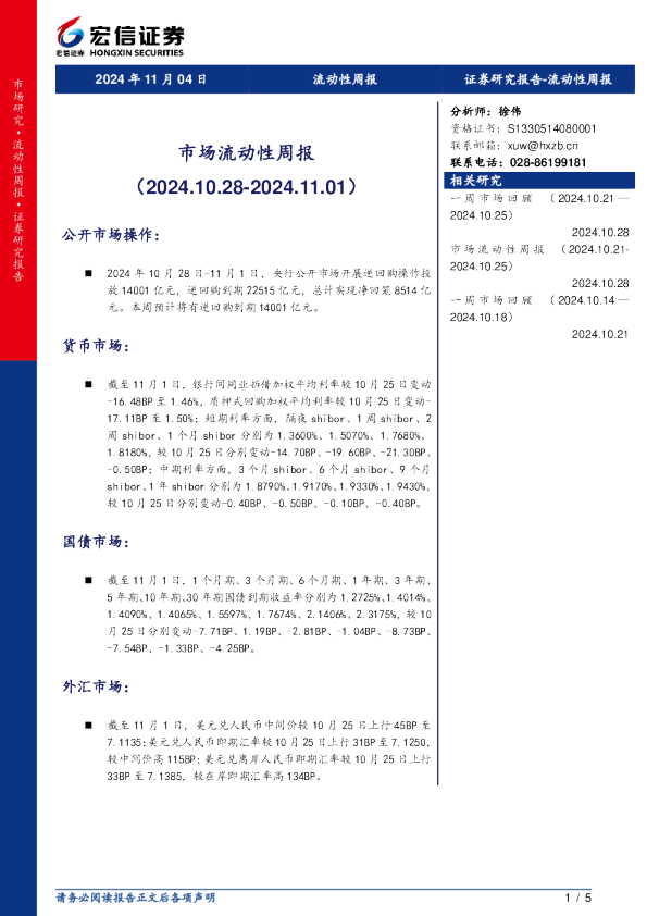 市场流动性周报