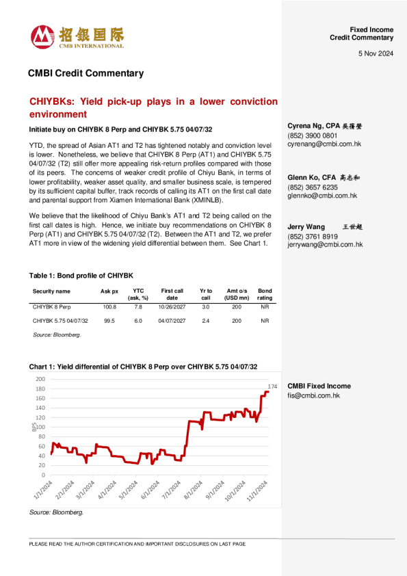 CHIYBKs ： 在较低的信念环境中进行收益回升