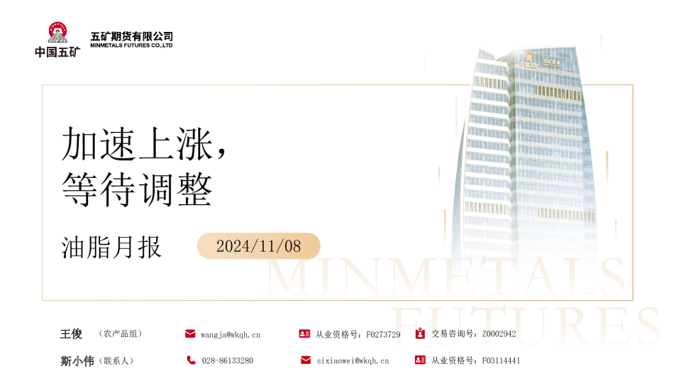 油脂月报：加速上涨，等待调整
