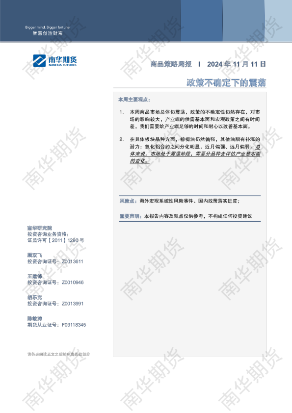 商品策略周报20241111