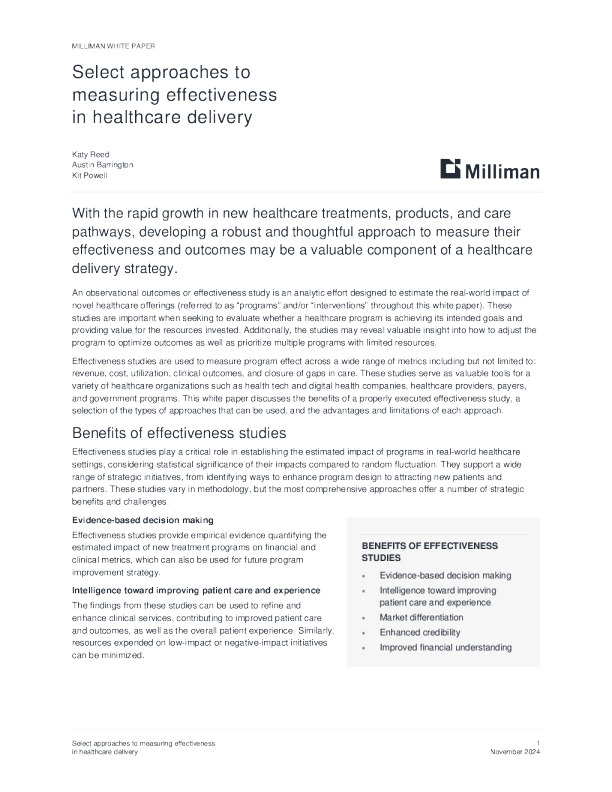 选择衡量医疗服务有效性的方法