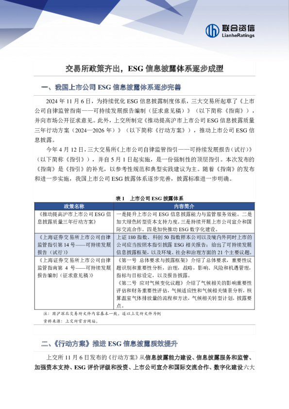 交易所政策齐出，ESG信息披露体系逐步成型