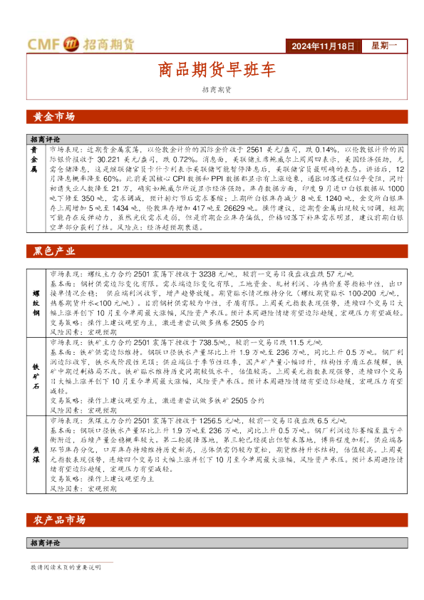 商品期货早班车