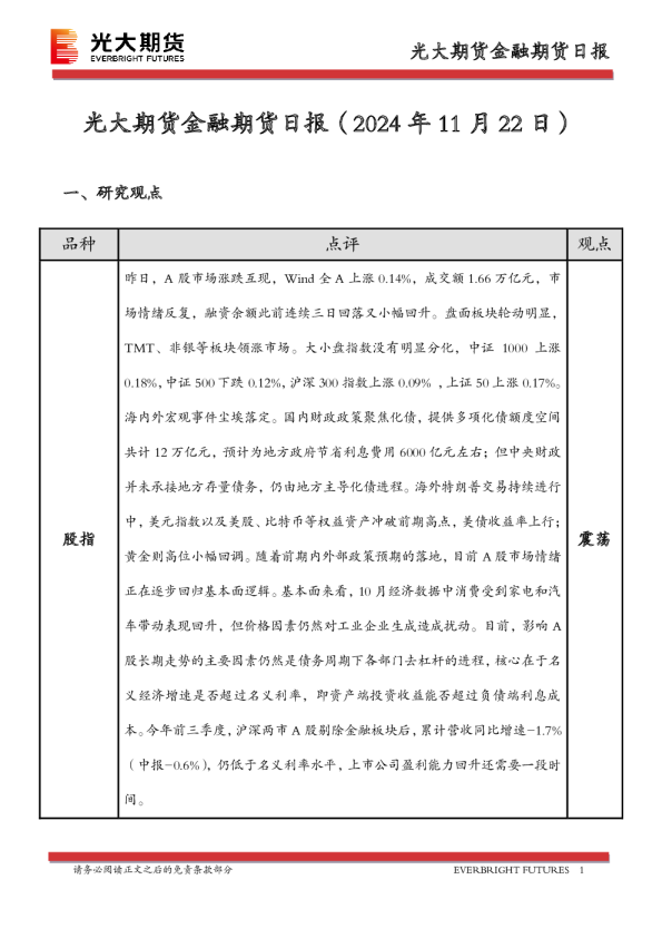光大期货金融期货日报