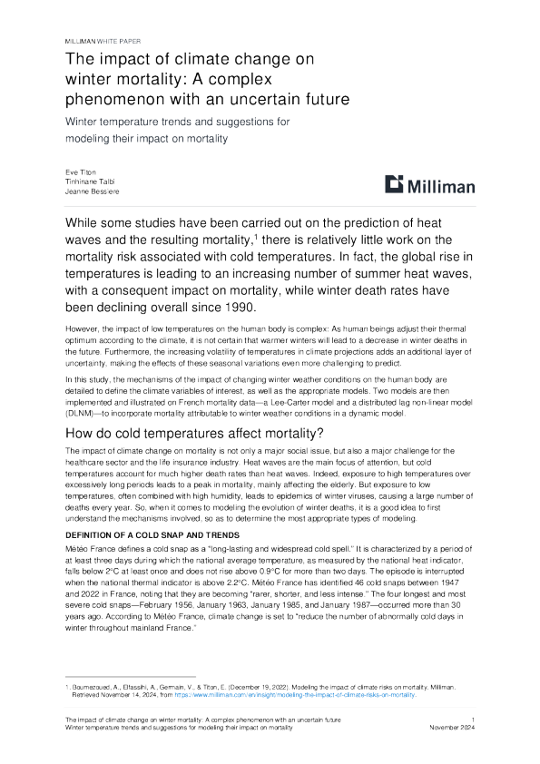 气候变化对冬季死亡率的影响：一个未来不确定的复杂现象