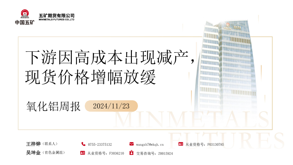 氧化铝周报：下游因高成本出现减产，现货价格增幅放缓