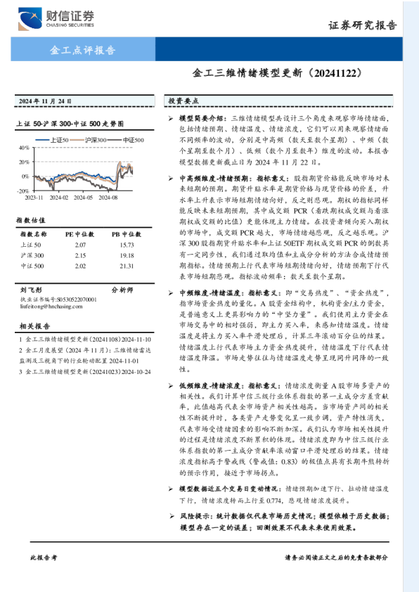 金工三维情绪模型更新