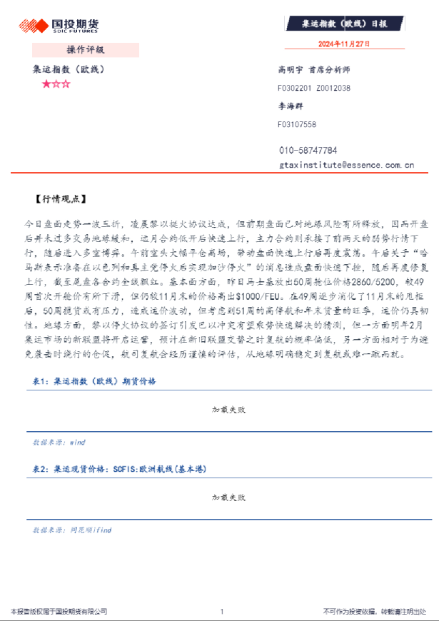 集运指数（欧线）日报