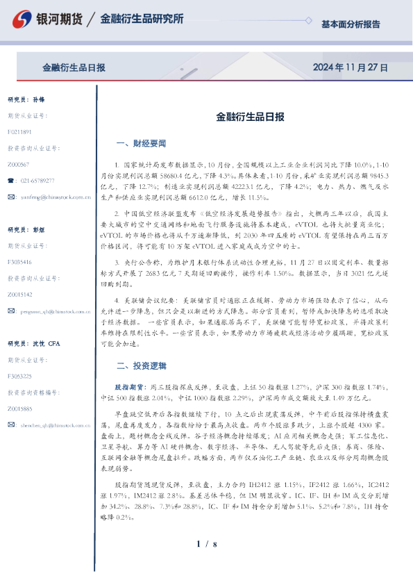 金融衍生品日报