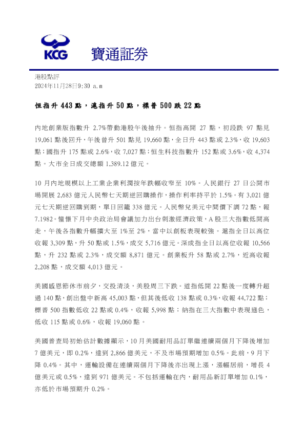 港股点评