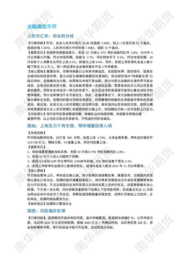 南华期货丨期市早餐2024.11.28