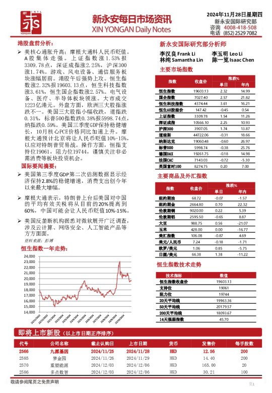 新永安每日市场资讯